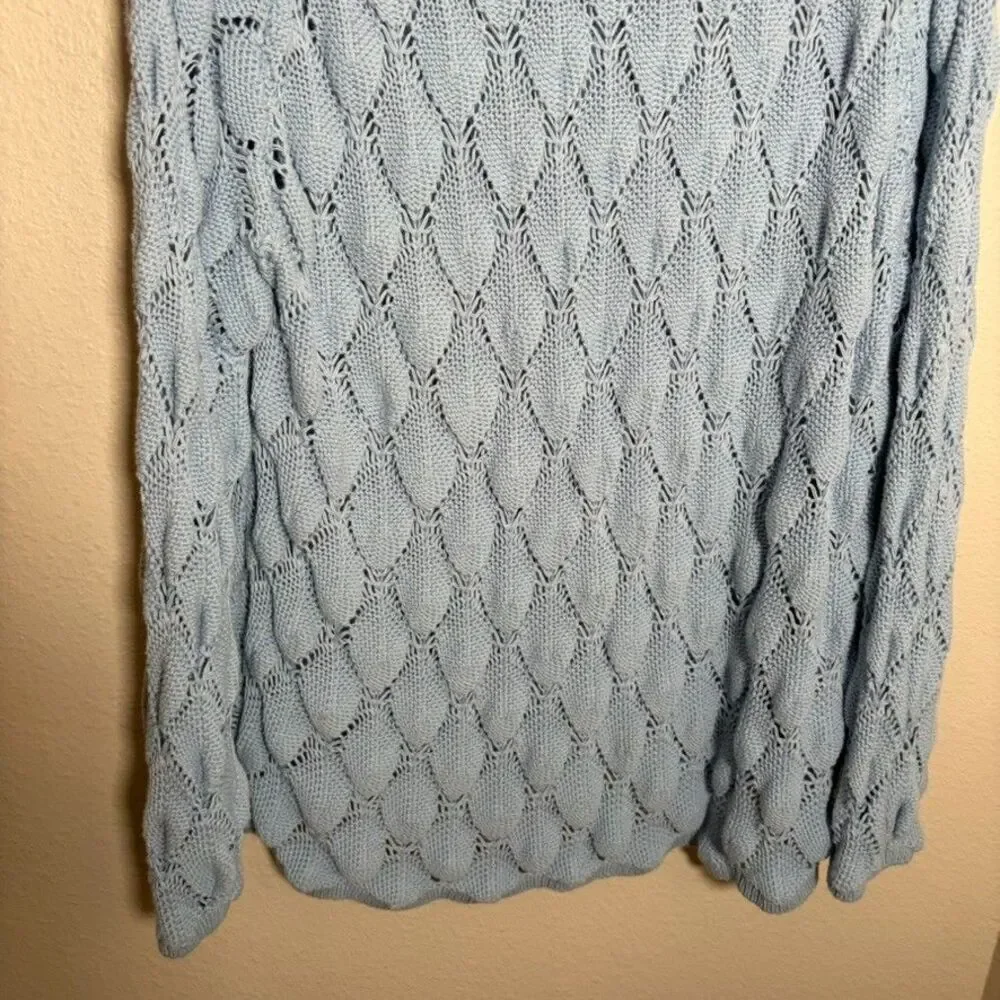 Soft Surroundings Sweater Women's 1X Blue Chinky Knit Long Sleeve Pullover Open - Picture 4 of 8